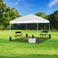 Flash Furniture JJ-GZ1010PKG-WH-GG 10'x10' White Pop Up Event Straight Leg Canopy Tent with Sandbags and Wheeled Case